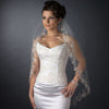 Single Layer Fingertip Length Silver Floral Embroidered Edge with Pearls & Bugle Beads Bridal Wedding Veil 2283 1F