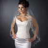 Single Layer Fingertip Length Silver Floral Embroidered Edge with Pearls & Bugle Beads Bridal Wedding Veil 2283 1F