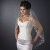 Single Layer Fingertip Length Silver Floral Embroidered Edge with Pearls & Bugle Beads Bridal Wedding Veil 2283 1F
