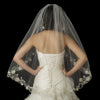 Single Layer Fingertip Length Silver Floral Embroidered Edge with Pearls & Bugle Beads Bridal Wedding Veil 2283 1F
