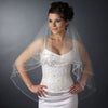 Double Layer Fingertip Length Cut Edge with Pearls, Bugle Beads & Sequins Bridal Wedding Veil 2496 F