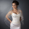 Double Layer Fingertip Length Cut Edge with Pearls, Bugle Beads & Sequins Bridal Wedding Veil 2496 F