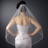 Single Layer Fingertip Length Cut Edge with Pearls, Rhinestones, Bugle Beads & Sequins Bridal Wedding Veil 2499 1F