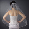 Single Layer Fingertip Length Cut Edge with Pearls, Rhinestones, Bugle Beads & Sequins Bridal Wedding Veil 2515 1F