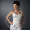 Single Layer Fingertip Length Cut Edge with Pearls, Bugle Beads & Sequins Bridal Wedding Veil 2525 1F