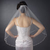 Single Layer Fingertip Length Cut Edge with Pearls, Bugle Beads & Sequins Bridal Wedding Veil 2525 1F
