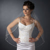 Single Layer Fingertip Length Cut Edge with Pearls, Bugle Beads & Sequins Bridal Wedding Veil 2525 1F