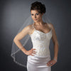 Single Layer Fingertip Length Cut Edge with Rhinestones, Bugle Beads & Sequins Bridal Wedding Veil 2526 1F