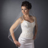 Single Layer Fingertip Length Cut Edge with Rhinestones, Bugle Beads & Sequins Bridal Wedding Veil 2526 1F