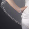 Single Layer Fingertip Length Cut Edge with Rhinestones, Bugle Beads & Sequins Bridal Wedding Veil 2526 1F