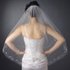 Single Layer Fingertip Length Cut Edge with Floral Vine Embroidery, Bugle Beads & Sequins Bridal Wedding Veil 2537 1F