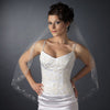 Single Layer Fingertip Length Cut Edge with Floral Vine Embroidery, Bugle Beads & Sequins Bridal Wedding Veil 2537 1F