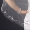 Single Layer Fingertip Length Cut Edge with Floral Vine Embroidery, Bugle Beads & Sequins Bridal Wedding Veil 2537 1F