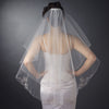 Double Layer Fingertip Length Cut Edge with Floral Embroidery, Bugle Beads & Sequins Bridal Wedding Veil 2541 F