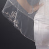 Double Layer Fingertip Length Cut Edge with Floral Embroidery, Bugle Beads & Sequins Bridal Wedding Veil 2541 F