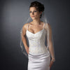 Single Layer Fingertip Length Cut Edge with Floral Embroidery, Pearls, Bugle Beads & Sequins Bridal Wedding Veil 2543 1F