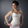 Single Layer Fingertip Length Cut Edge with Floral Embroidery, Pearls, Bugle Beads & Sequins Bridal Wedding Veil 2544 1F