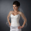 Single Layer Fingertip Length Cut Edge with Floral Embroidery, Pearls, Bugle Beads & Sequins Bridal Wedding Veil 2544 1F