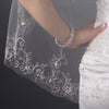 Single Layer Fingertip Length Cut Edge with Floral Embroidery, Pearls, Bugle Beads & Sequins Bridal Wedding Veil 2544 1F