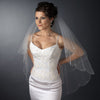 Double Layer Fingertip Length Scalloped Cut Edge with Silver Stitching & Rhinestones Bridal Wedding Veil 2554 F