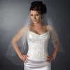 Double Layer Fingertip Length Scalloped Cut Edge with Silver Stitching & Rhinestones Bridal Wedding Veil 2554 F