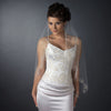 Single Layer Fingertip Length Scalloped Cut Edge with Silver Stitching Floral Embroidery, Bugle Beads, Sequins Bridal Wedding Veil 2562 1F