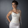 Single Layer Fingertip Length Scalloped Cut Edge with Silver Stitching Floral Embroidery, Bugle Beads, Sequins Bridal Wedding Veil 2562 1F