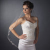 Single Layer Fingertip Length Cut Floral Swirl Embroidered Edge with Sequins Bridal Wedding Veil 2563 1F