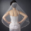 Single Layer Fingertip Length Cut Floral Swirl Embroidered Edge with Sequins Bridal Wedding Veil 2563 1F