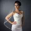 Single Layer Fingertip Length Cut Floral Swirl Embroidered Edge with Sequins Bridal Wedding Veil 2563 1F