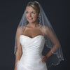 Single Layer Fingertip Length Scalloped Cut Beaded Edge Bridal Wedding Veil with Floral Beads & Sequins