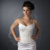 Single Layer Fingertip Length Scalloped Cut Beaded Edge Bridal Wedding Veil with Floral Beads & Sequins
