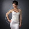 Single Layer Fingertip Length Beaded Edge with Bugle Beads & Swarovski Crystals Bridal Wedding Veil 2592 1F