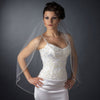 Single Layer Fingertip Length Beaded Edge with Bugle Beads & Swarovski Crystals Bridal Wedding Veil 2592 1F
