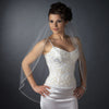 Single Layer Fingertip Length Beaded Edge with Bugle Beads & Swarovski Crystals Bridal Wedding Veil 2592 1F