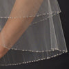 Bridal Wedding Veil 2824 White - Fingertip Swarovski Crystal & Rhinestone Edge (30" x 36"long)
