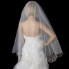 Double Layer Fingertip Length Scalloped Edge with Gold or Silver Stitching Floral Swirl Embroidery, Bugle Beads & Scattered Pearls Bridal Wedding Veil 2943 F