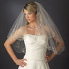Double Layer Fingertip Length Scalloped Edge with Gold or Silver Stitching Floral Swirl Embroidery, Bugle Beads & Scattered Pearls Bridal Wedding Veil 2943 F