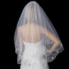 Double Layer Fingertip Length Scalloped Edge with Gold or Silver Stitching Floral Swirl Embroidery, Bugle Beads & Scattered Pearls Bridal Wedding Veil 2943 F