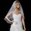 Double Layer Fingertip Length Scalloped Edge with Gold or Silver Stitching Floral Swirl Embroidery, Bugle Beads & Scattered Pearls Bridal Wedding Veil 2943 F