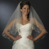 Double Layer Fingertip Length Scalloped Edge with Gold or Silver Stitching Floral Swirl Embroidery, Bugle Beads & Scattered Pearls Bridal Wedding Veil 2943 F