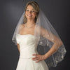 Double Layer Fingertip Length Scalloped Edge with Gold or Silver Stitching Floral Swirl Embroidery, Bugle Beads & Scattered Pearls Bridal Wedding Veil 2943 F
