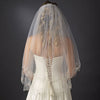 Double Layer Fingertip Length Scalloped Edge with Gold or Silver Stitching Floral Swirl Embroidery, Bugle Beads & Scattered Pearls Bridal Wedding Veil 2943 F