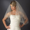 Double Layer Fingertip Length Scalloped Edge with Gold or Silver Stitching Floral Swirl Embroidery, Bugle Beads & Scattered Pearls Bridal Wedding Veil 2943 F