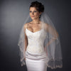 Bridal Wedding Veil 2953 White Silver - Embroidered Edge Fingertip Waltz (36" x 41)