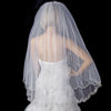Bridal Wedding Veil 2953 White Silver - Embroidered Edge Fingertip Waltz (36" x 41)