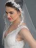 Single Layer Fingertip Bridal Wedding Veil w/ Floral Lace Accent w/ Beaded & Sequin Accent V 2968 1F