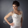 Single Layer Elbow Length Scalloped Edge with Silver Stitching & Sequins Bridal Wedding Veil 3156 1E