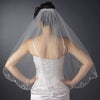 Single Layer Elbow Length Scalloped Edge with Silver Stitching & Sequins Bridal Wedding Veil 3156 1E