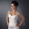 Single Layer Elbow Length Scalloped Edge with Silver Stitching & Sequins Bridal Wedding Veil 3156 1E